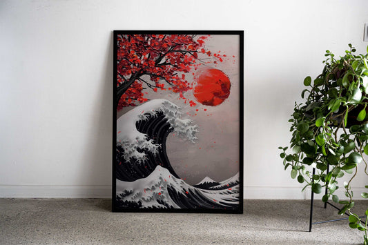 Abstract oil painting of japanese Great Wave Asian Style Poster | Wall Art for Home & Office | High-Quality Print