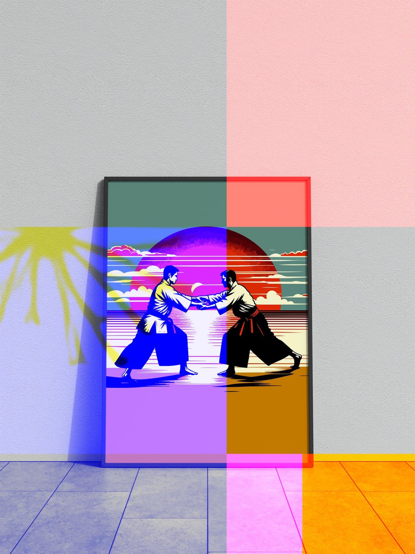 Aikido fight sunset art Asian Style Poster | Wall Art for Home & Office | High-Quality Print