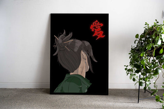 Anime Character with Bun Asian Style Poster | Wall Art for Home & Office | High-Quality Print Premium Vinyl Skin Decal -