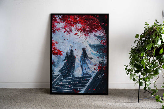 Anime Couple Autumn Asian Style Poster | Wall Art for Home & Office | High-Quality Print Premium Vinyl Skin Decal - Dura