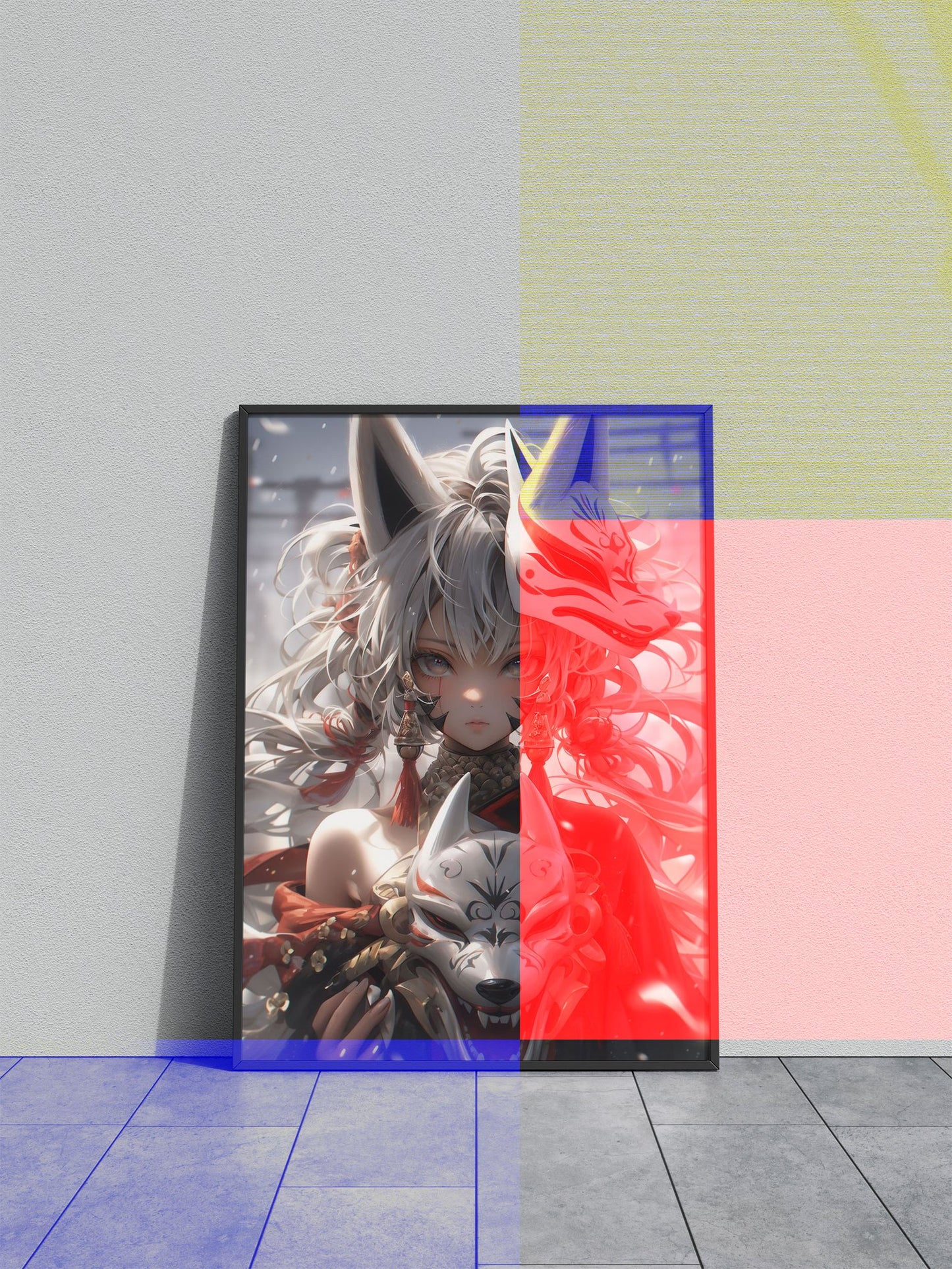 Anime Fox Masked Neko Girl Asian Style Poster | Wall Art for Home & Office | High-Quality Print
