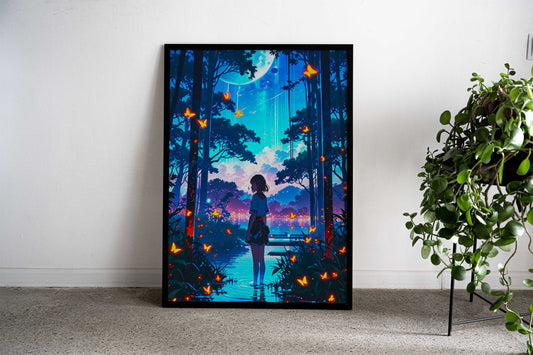 Anime Girl in Forest Asian Style Poster | Wall Art for Home & Office | High-Quality Print Premium Vinyl Skin Decal - Dur