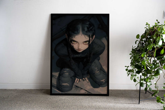 Anime Girl with Braids Asian Style Poster | Wall Art for Home & Office | High-Quality Print Premium Vinyl Skin Decal - D