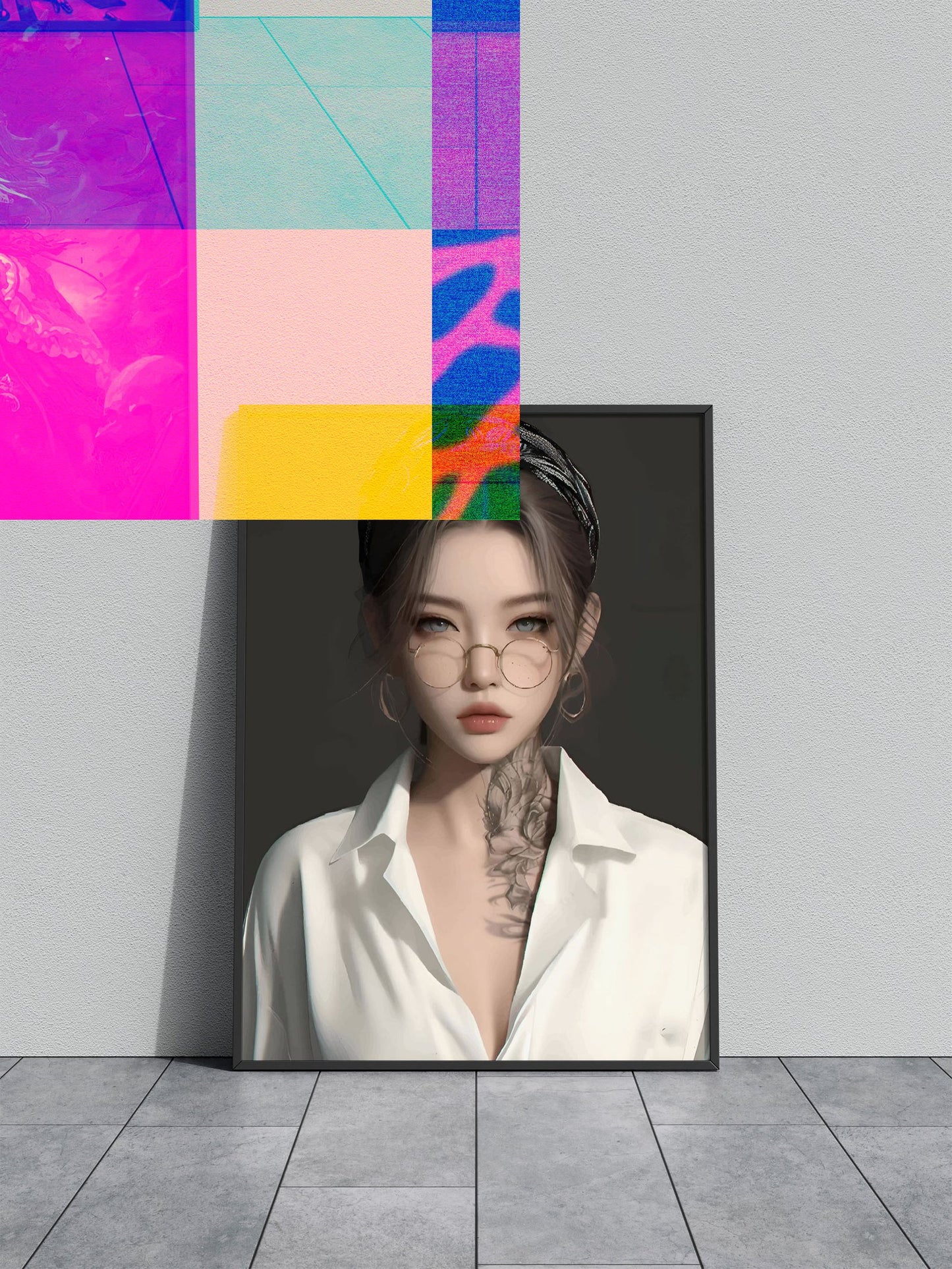 Anime Girl with Tattoo Asian Style Poster | Wall Art for Home & Office | High-Quality Print