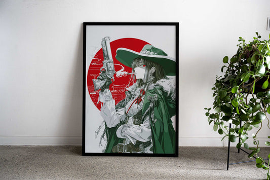 Anime Gunslinger Asian Style Poster | Wall Art for Home & Office | High-Quality Print Premium Vinyl Skin Decal - Durable