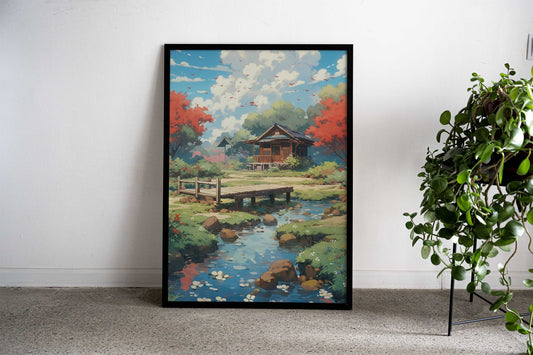 Anime Landscape Colorful Asian Style Poster | Wall Art for Home & Office | High-Quality Print Premium Vinyl Skin Decal -