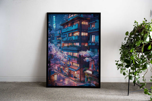 Anime Night Street Asian Style Poster | Wall Art for Home & Office | High-Quality Print Premium Vinyl Skin Decal - Durab