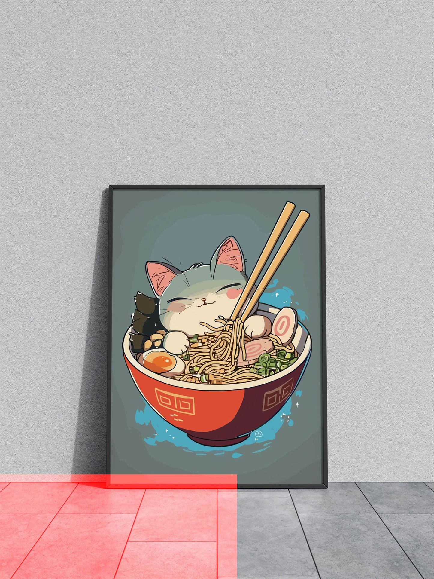 Anime Ramen Bowl Cat Asian Style Poster | Wall Art for Home & Office | High-Quality Print