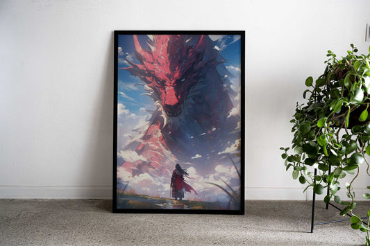 Anime Samurai Dragon Asian Style Poster | Wall Art for Home & Office | High-Quality Print Premium Vinyl Skin Decal - Dur