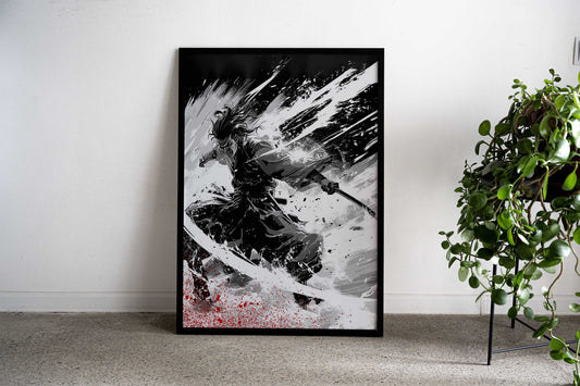 Anime Samurai Ink Asian Style Poster | Wall Art for Home & Office | High-Quality Print Premium Vinyl Skin Decal - Durabl