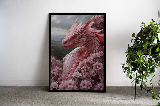 Asian Blossom Dragon Art Asian Style Poster | Wall Art for Home & Office | High-Quality Print - High-quality vinyl