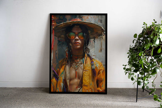 Asian Cyberpunk Warrior Asian Style Poster | Wall Art for Home & Office | High-Quality Print - High-quality vinyl s