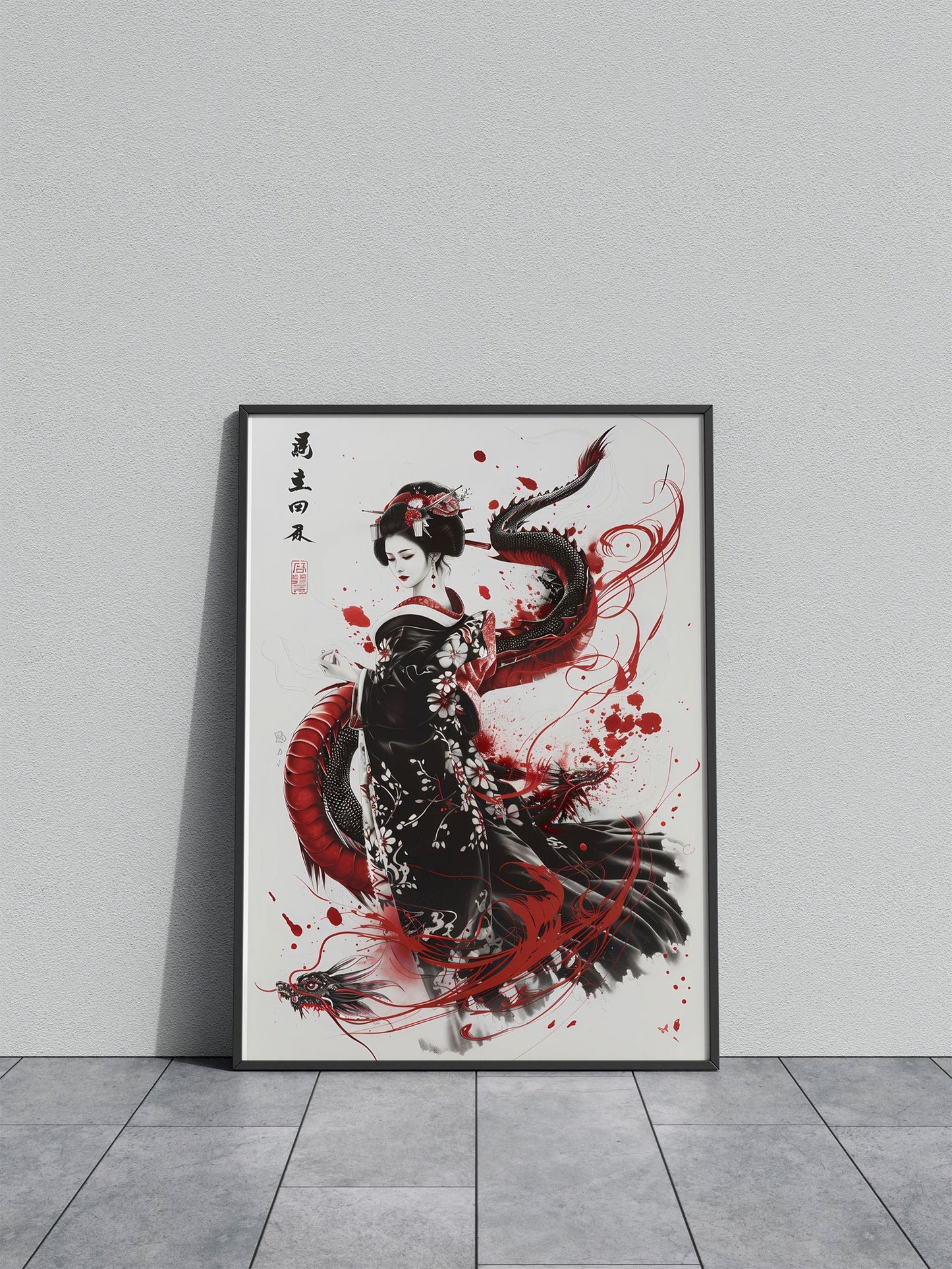 Asian Dragon Geisha Asian Style Poster | Wall Art for Home & Office | High-Quality Print