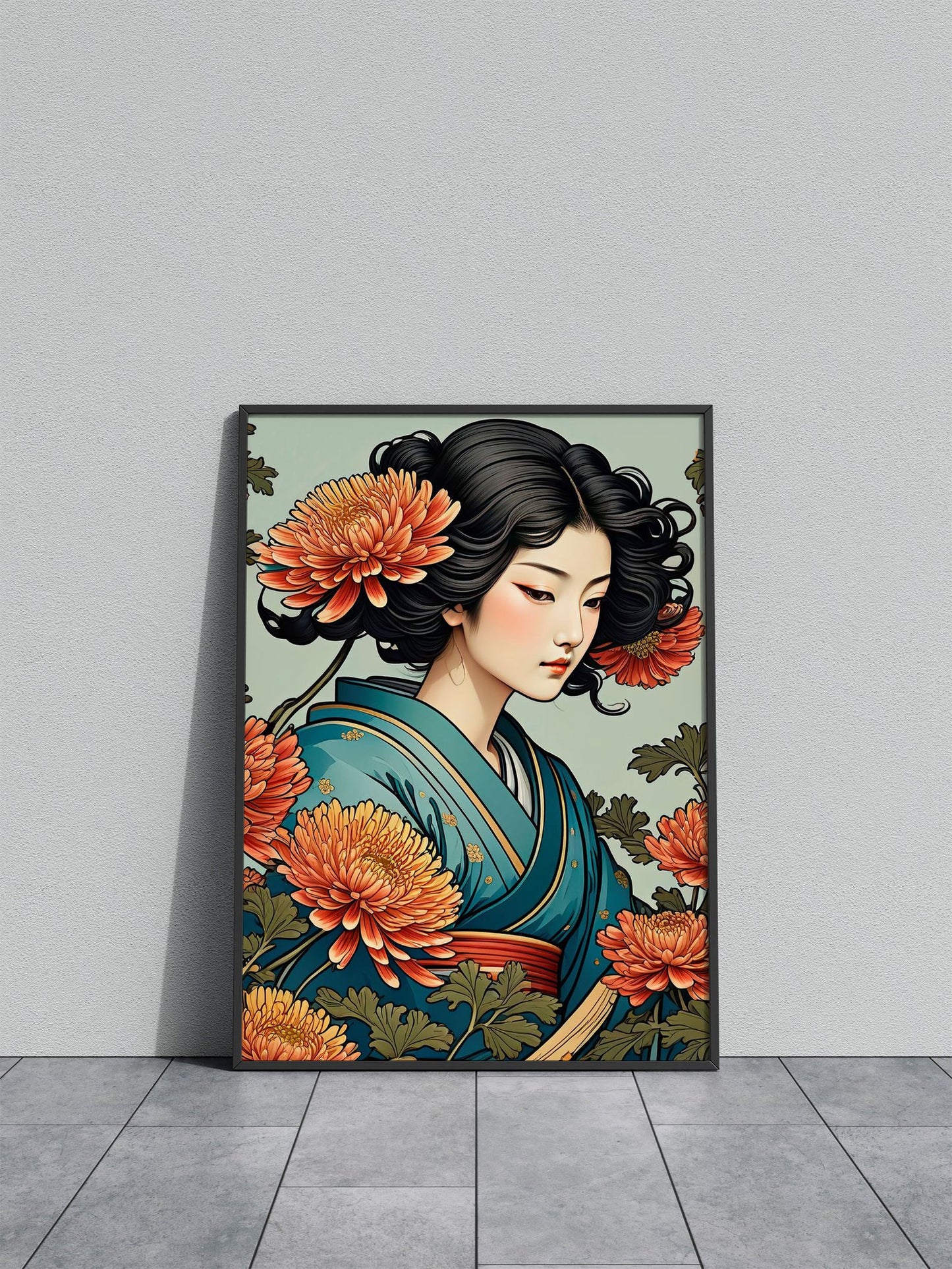 Asian Floral Girl Asian Style Poster | Wall Art for Home & Office | High-Quality Print