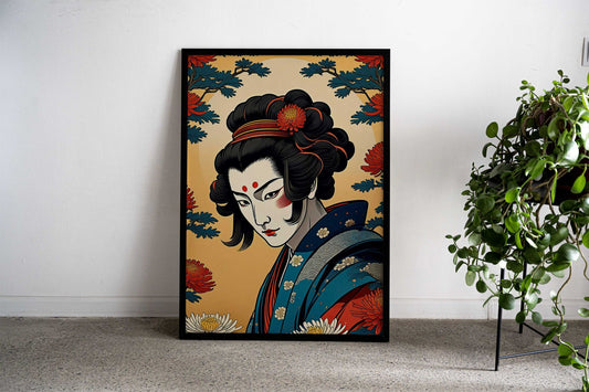 Asian Floral samurai Asian Style Poster | Wall Art for Home & Office | High-Quality Print - High-quality vinyl skin