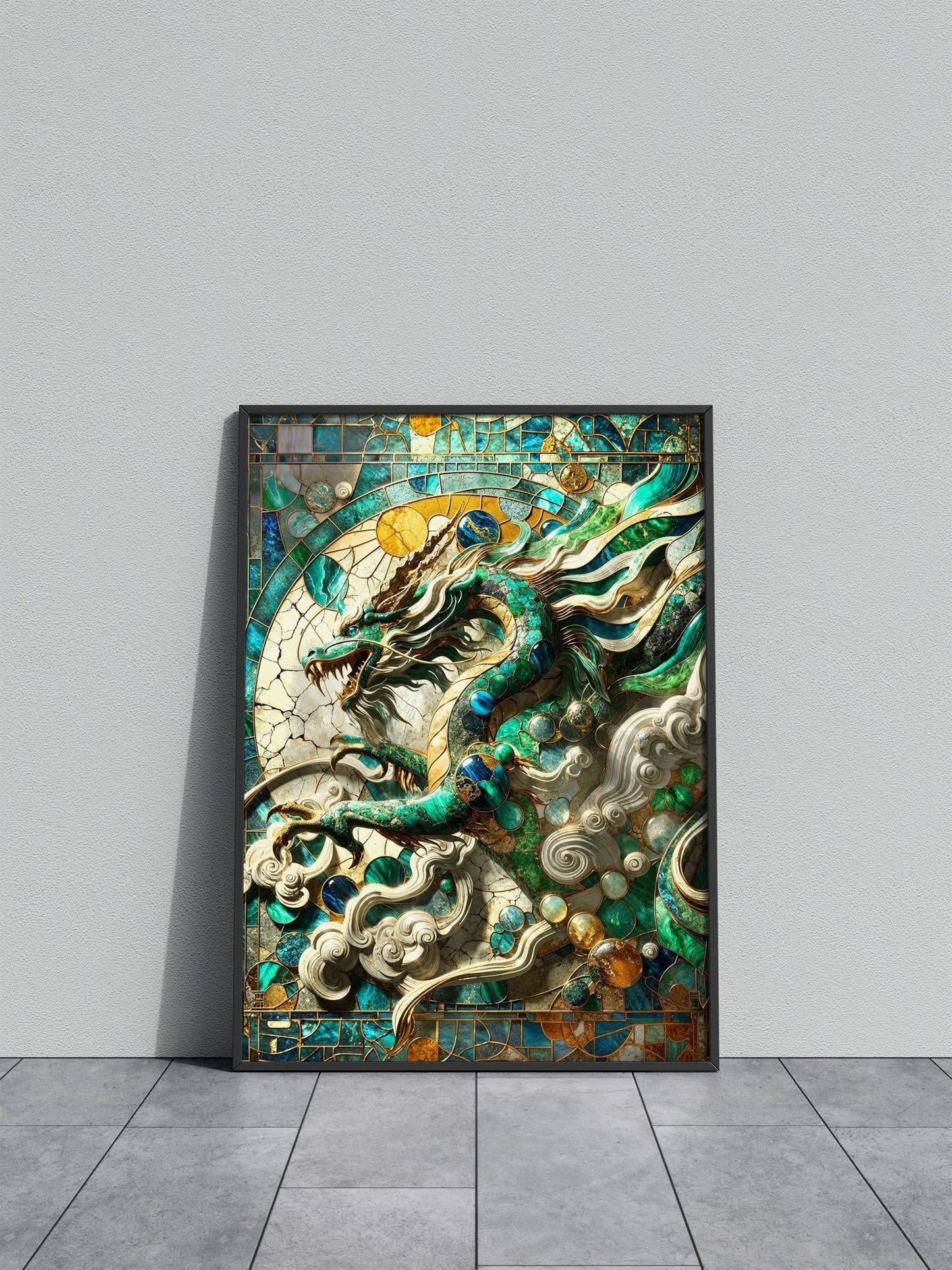 Asian Jade Dragon Kintsugi Asian Style Poster | Wall Art for Home & Office | High-Quality Print