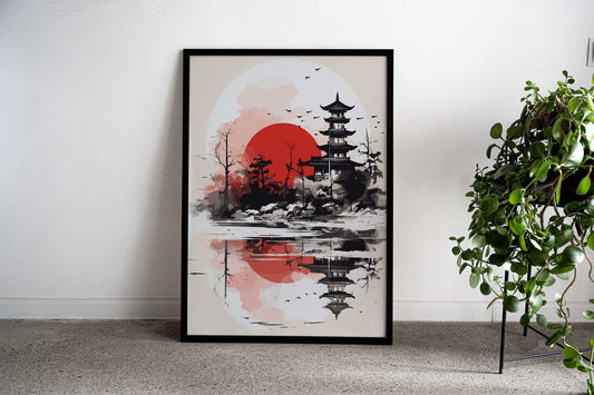 Asian Light Sun Landscape Asian Style Poster | Wall Art for Home & Office | High-Quality Print