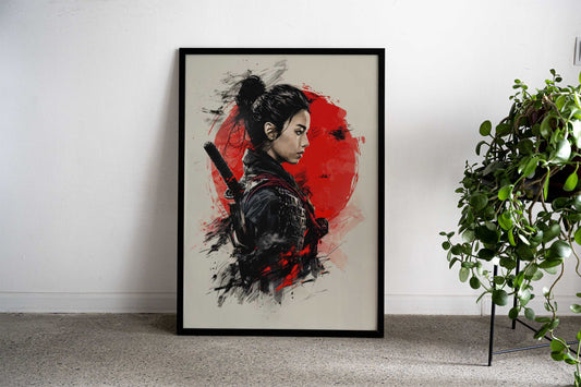 Asian Samurai Warrior Girl Asian Style Poster | Wall Art for Home & Office | High-Quality Print