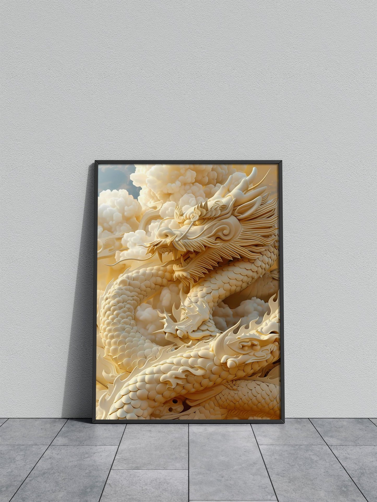 Asian White Dragon Asian Style Poster | Wall Art for Home & Office | High-Quality Print