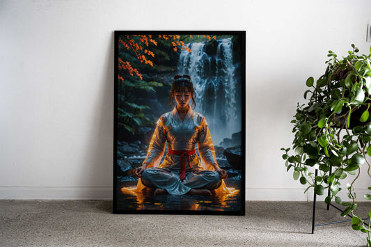 Asian women meditating Asian Style Poster | Wall Art for Home & Office | High-Quality Print