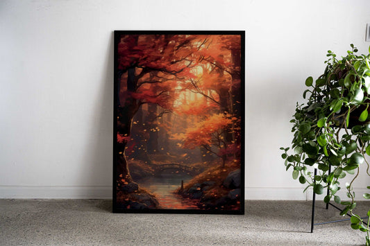 Autumn Forest Stream Asian Style Poster | Wall Art for Home & Office | High-Quality Print - High-quality vinyl skin