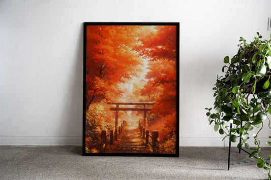 Autumn Torii Gate Asian Style Poster | Wall Art for Home & Office | High-Quality Print - High-quality vinyl skin wr