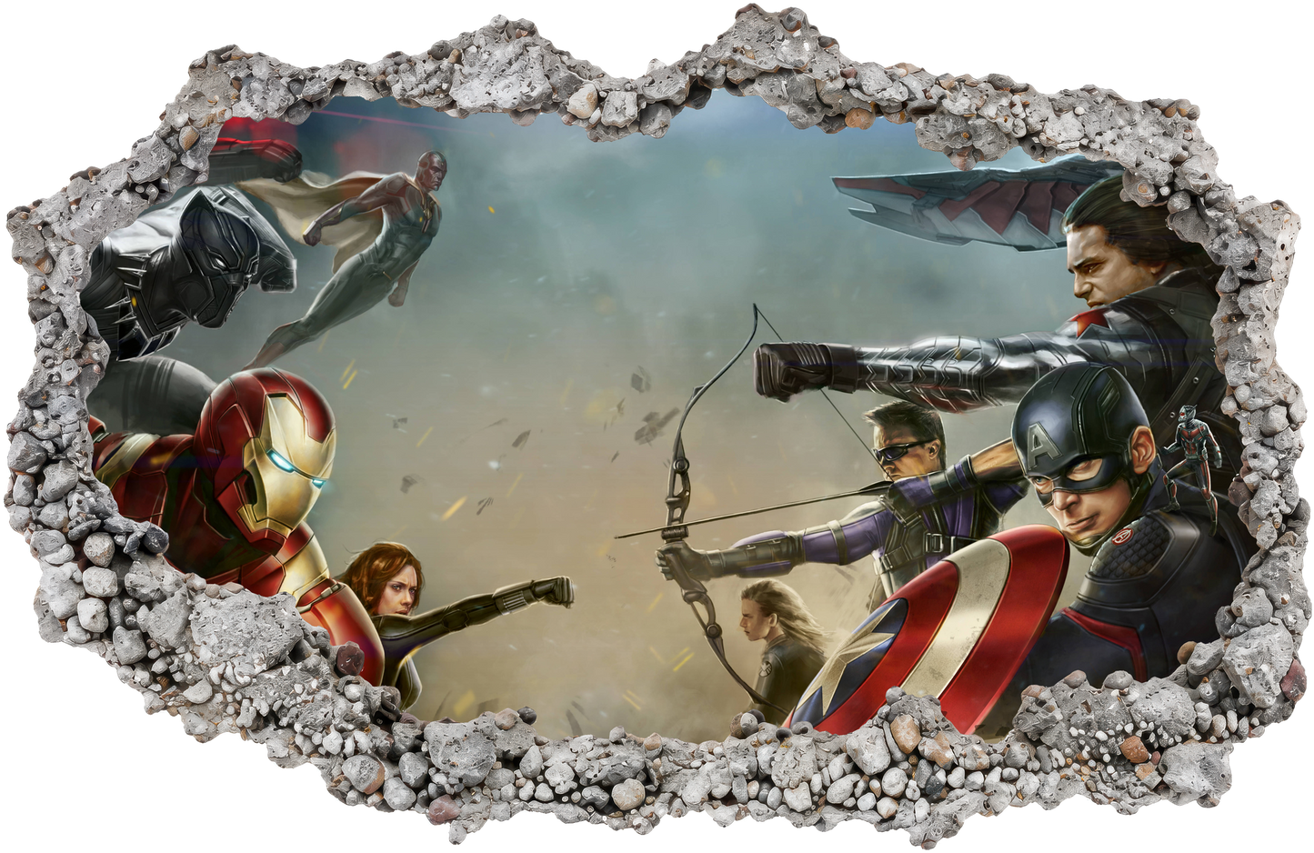 Avengers Endgame Heroes 3D Wall Hole Decal Kids Room Decor 014
