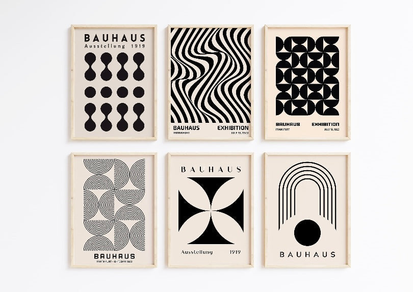 Six-Piece Bauhaus Geometric Wall Art Collection