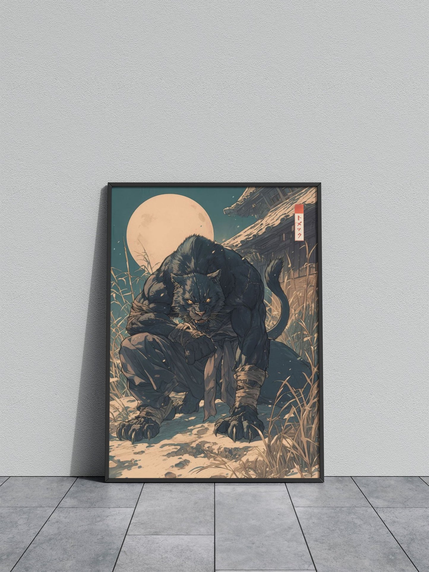 Back Panther Asian Style Poster | Wall Art for Home & Office | High-Quality Print