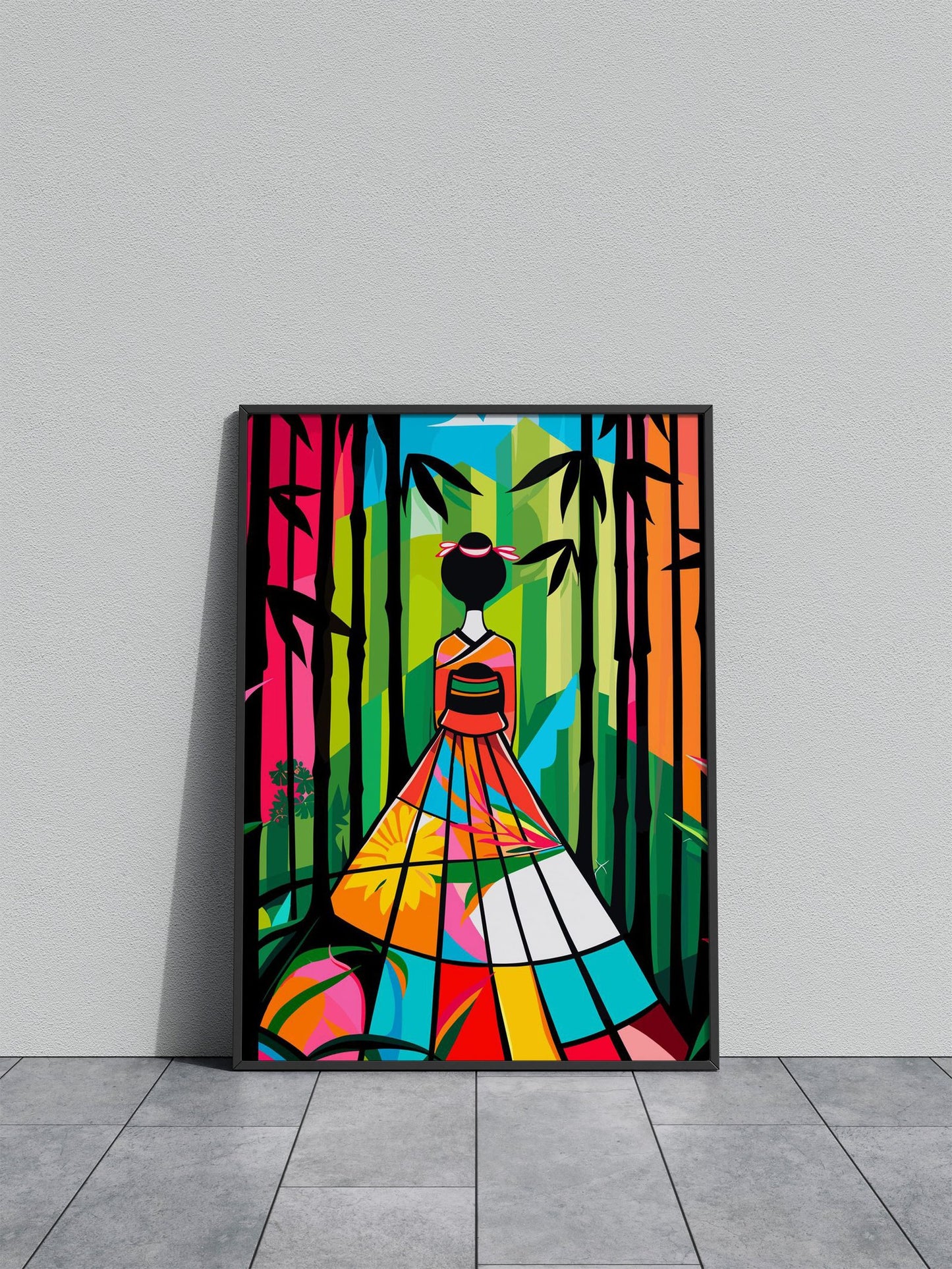 Bamboo Floral Kimono Asian Style Poster | Wall Art for Home & Office | High-Quality Print