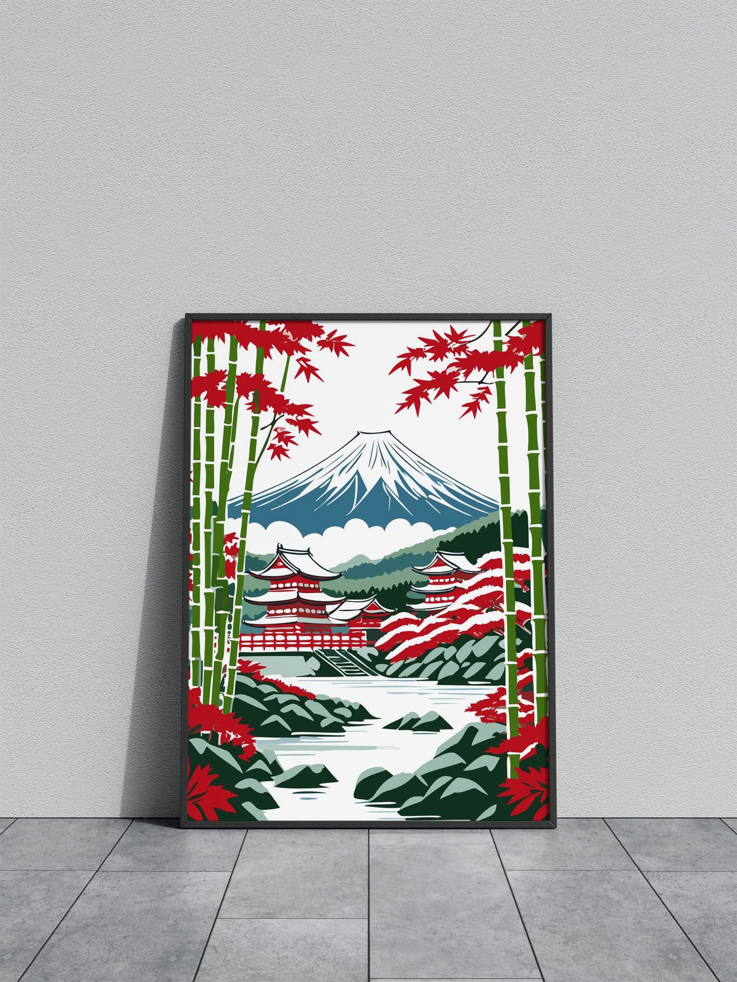 Bamboo Forest Mount Fuji Asian Style Poster | Wall Art for Home & Office | High-Quality Print