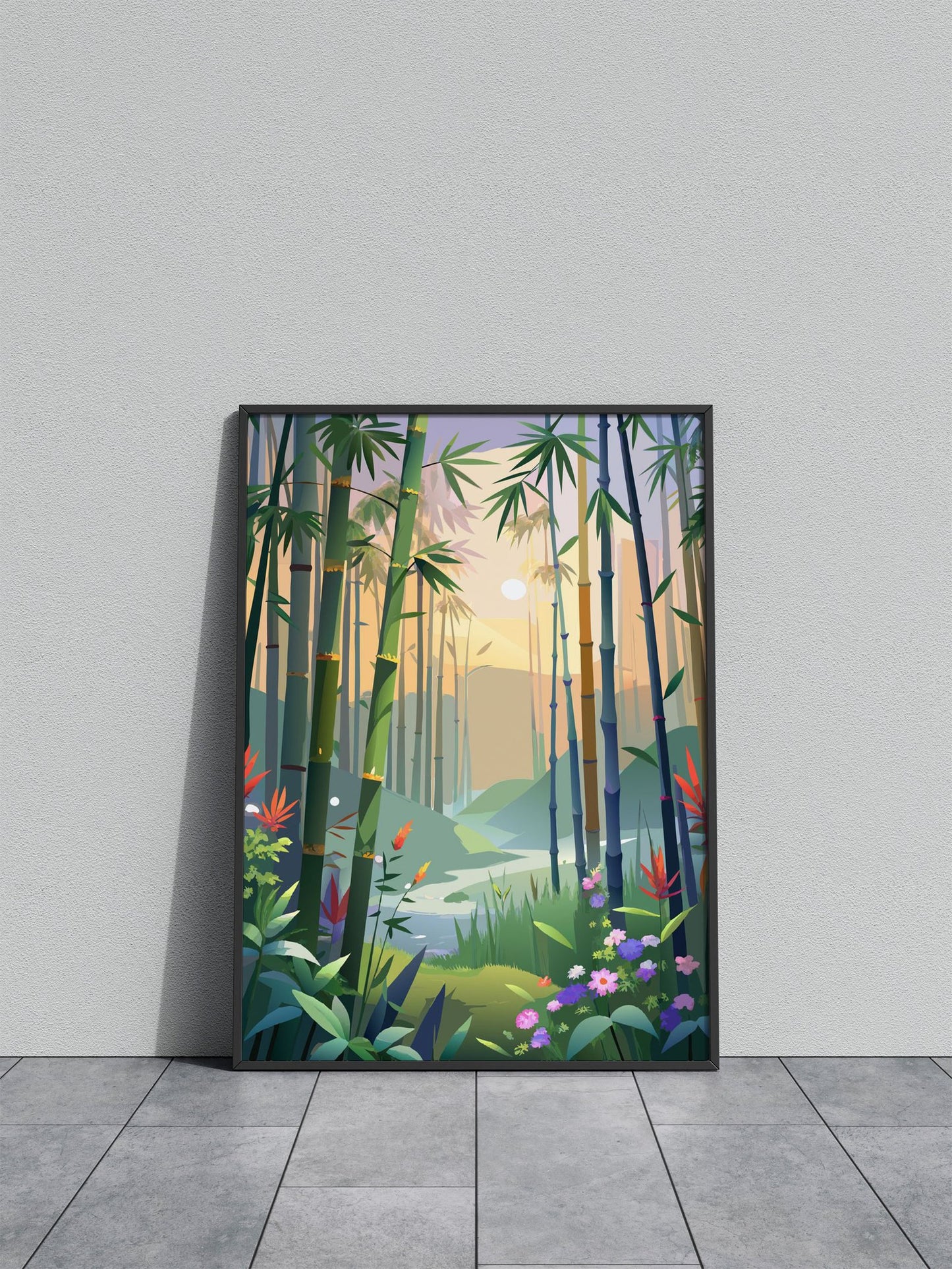 Bamboo Forest Sunset Asian Style Poster | Wall Art for Home & Office | High-Quality Print