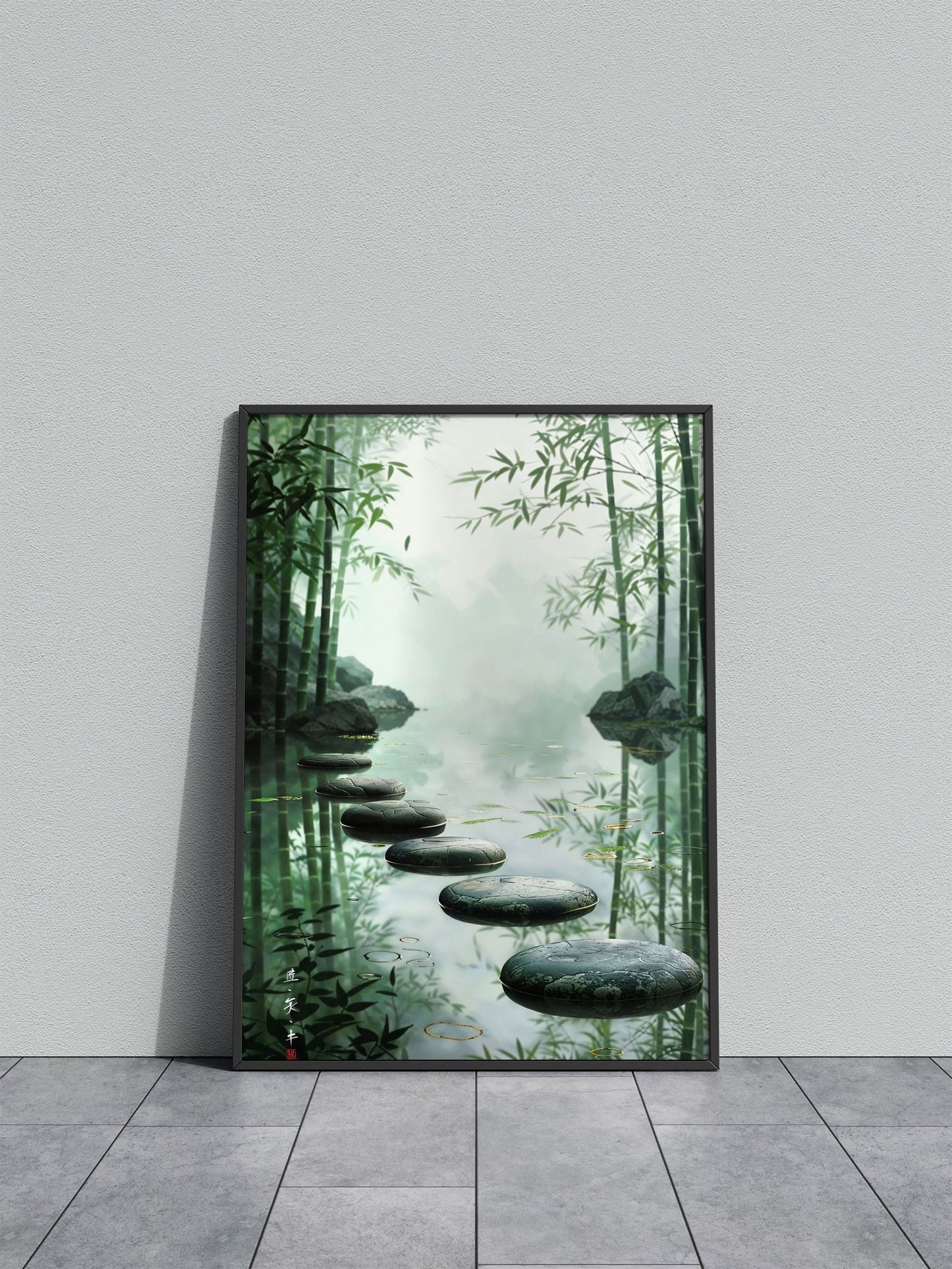 Bamboo Harmony Steps Asian Style Poster | Wall Art for Home & Office | High-Quality Print