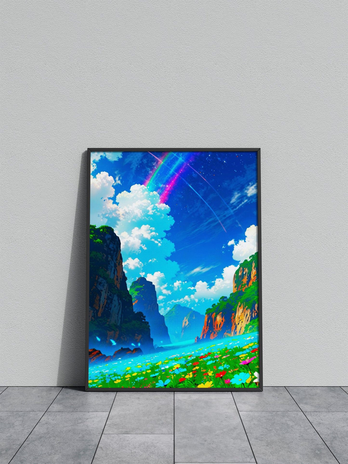 Beautiful Sky Blue Japan Asian Style Poster | Wall Art for Home & Office | High-Quality Print