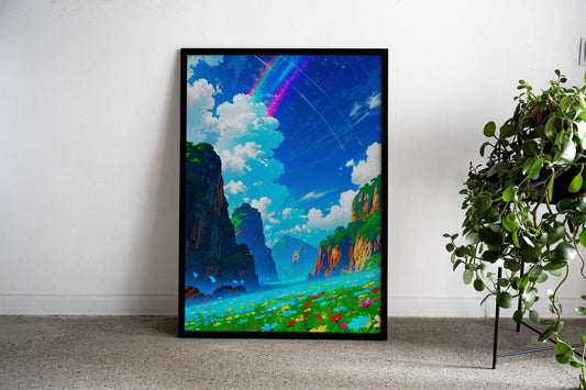 Beautiful Sky Blue Japan Asian Style Poster | Wall Art for Home & Office | High-Quality Print