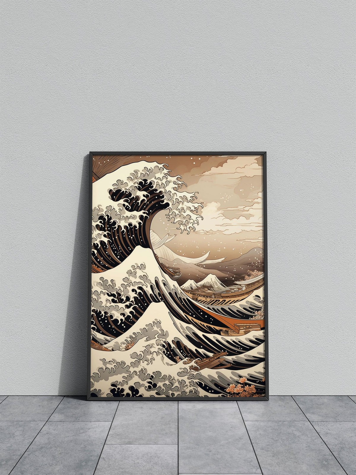 Big Wave Beach Asian Style Poster | Wall Art for Home & Office | High-Quality Print - High-quality vinyl skin wrap