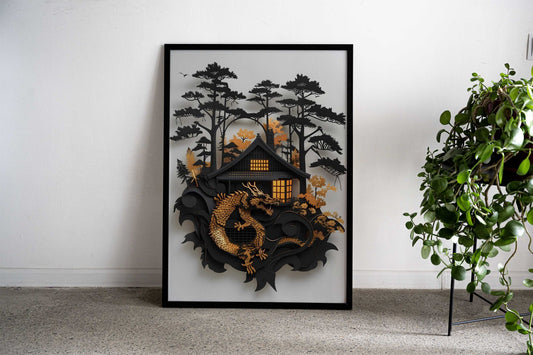 Black And Gold 3D Dragon Asian Style Poster | Wall Art for Home & Office | High-Quality Print