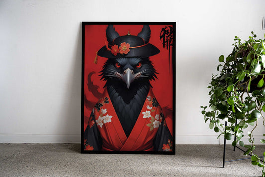 Black Crow Kimono Asian Style Poster | Wall Art for Home & Office | High-Quality Print