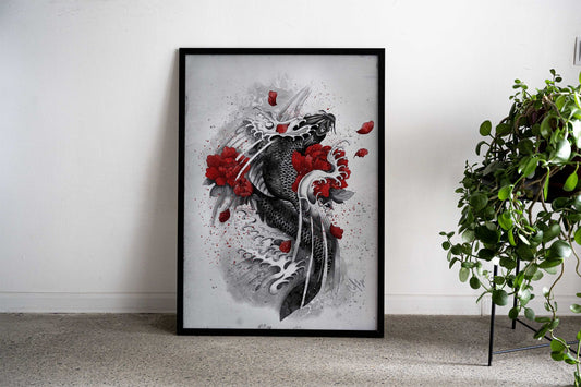 Black Koi Asian Style Poster | Wall Art for Home & Office | High-Quality Print