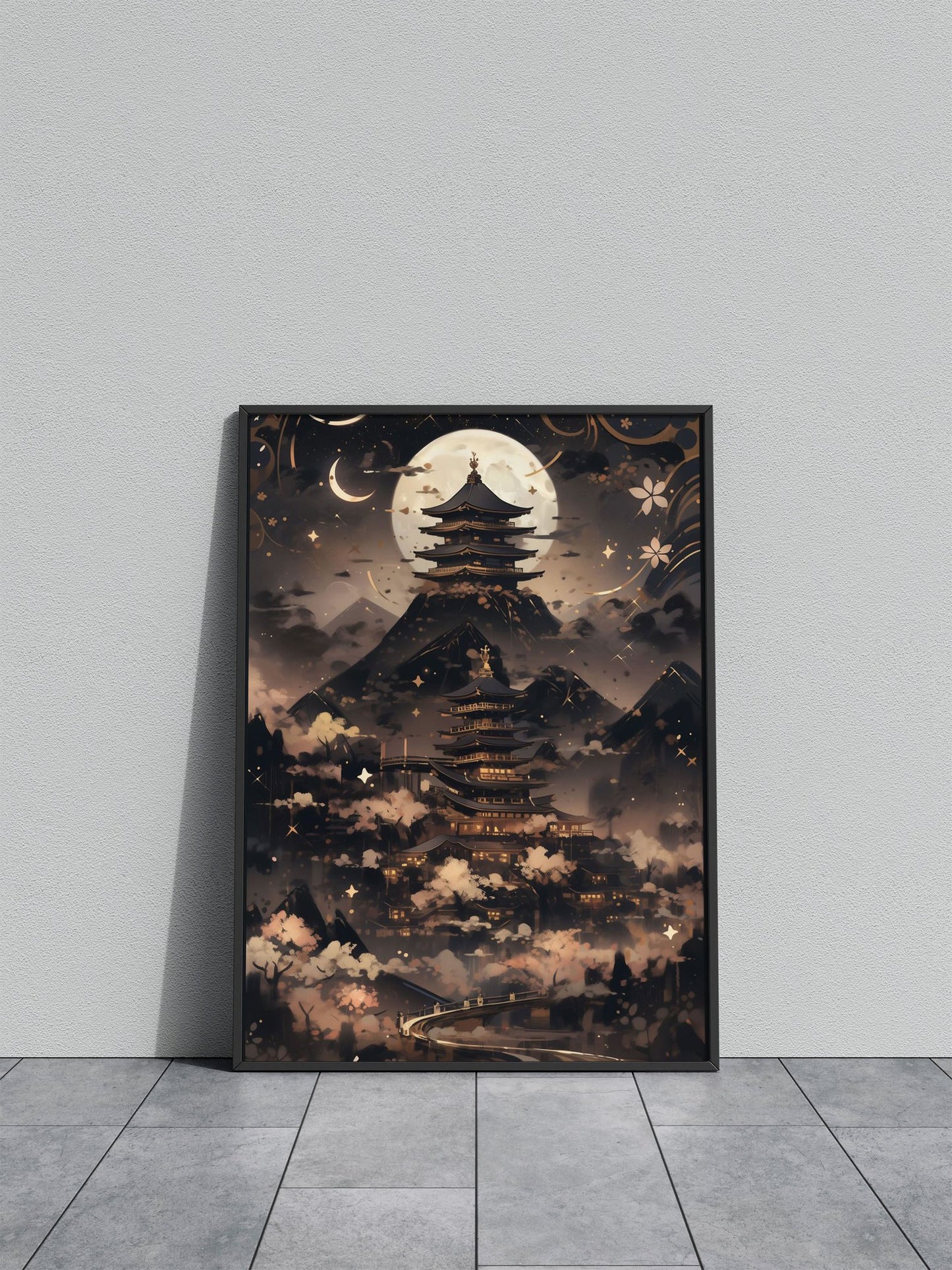 Black and Gold landscape Asian Style Poster | Wall Art for Home & Office | High-Quality Print