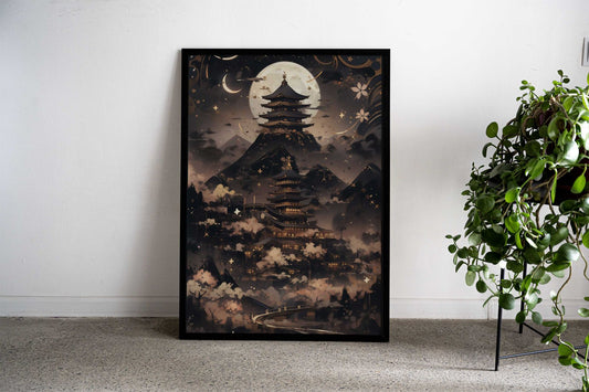 Black and Gold landscape Asian Style Poster | Wall Art for Home & Office | High-Quality Print