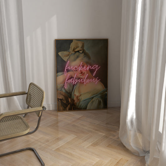 Fucking Fabulous | Modern Renaissance | Pink | Art Print - High-Quality Premium Wall Art Decor Sticker