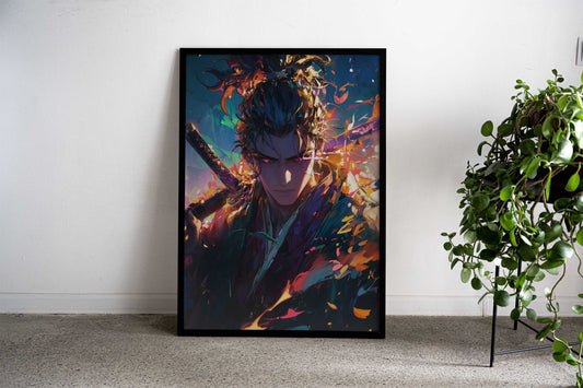 Blazing Samurai Resolve Asian Style Poster | Wall Art for Home & Office | High-Quality Print - High-quality vinyl s