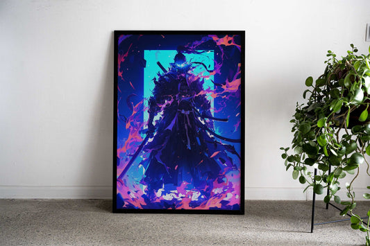 Blazing Samurai Asian Style Poster | Wall Art for Home & Office | High-Quality Print - High-quality vinyl skin wrap