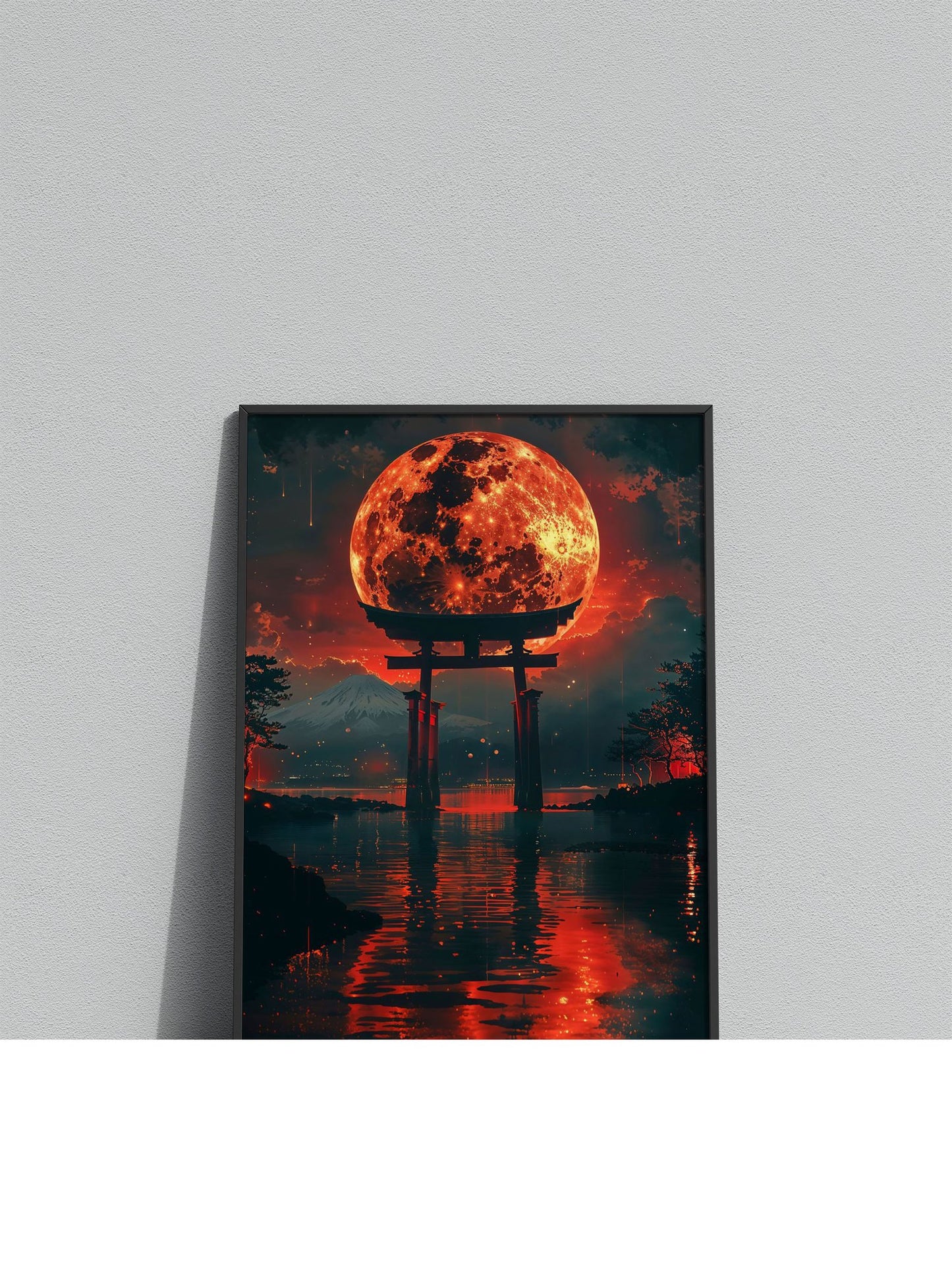 Blood Moon Torii Asian Style Poster | Wall Art for Home & Office | High-Quality Print
