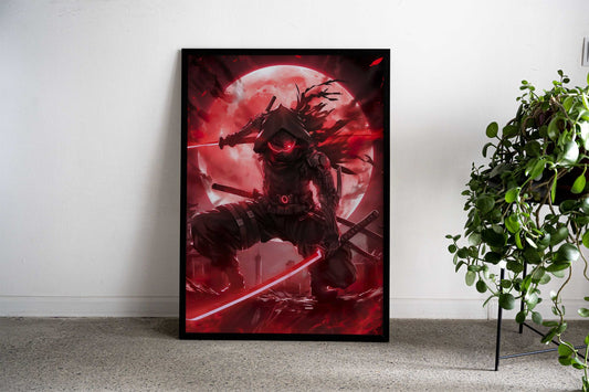 Bloodmoon Ninja Samurai Asian Style Poster | Wall Art for Home & Office | High-Quality Print - High-quality vinyl s