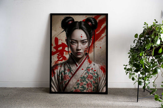 Bloodstained Geisha Asian Style Poster | Wall Art for Home & Office | High-Quality Print - High-quality vinyl skin