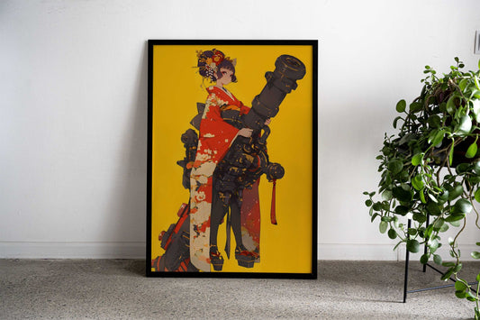 Blossom Gatling Geisha Asian Style Poster | Wall Art for Home & Office | High-Quality Print - High-quality vinyl sk
