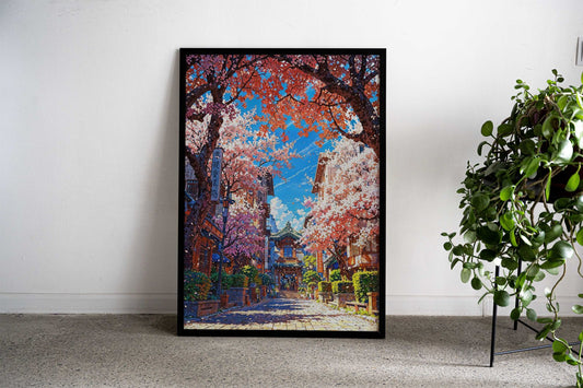 Blossom Pathway Asian Style Poster | Wall Art for Home & Office | High-Quality Print
