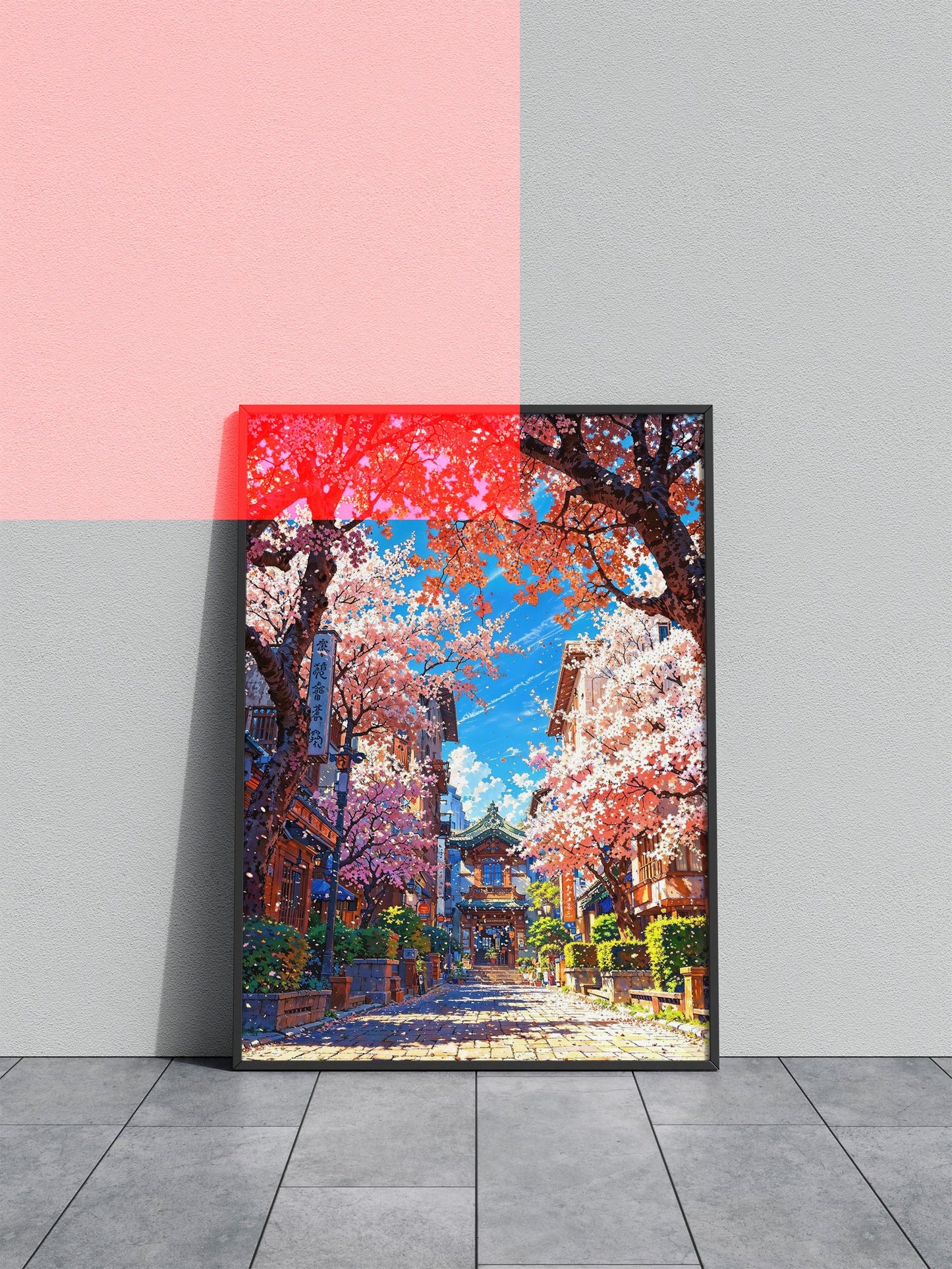 Blossom Pathway Asian Style Poster | Wall Art for Home & Office | High-Quality Print